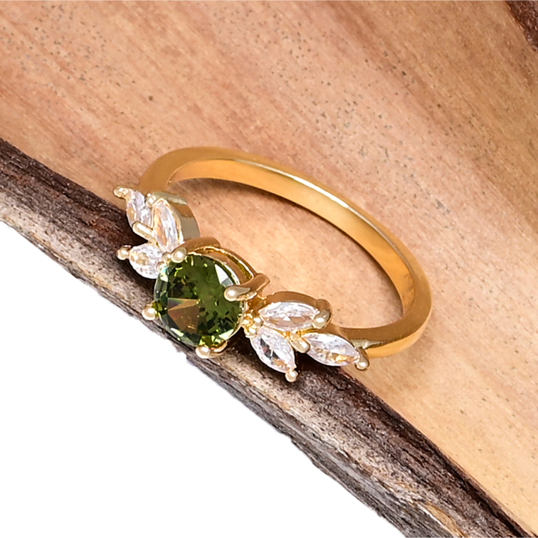 Enchanting White Green Zircon Ring