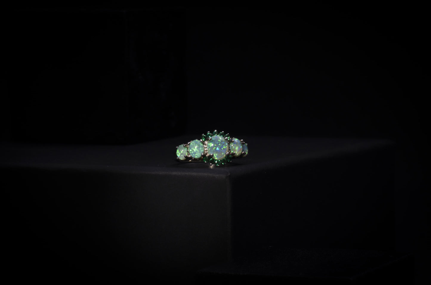 Green Opal Garnet Silver Ring