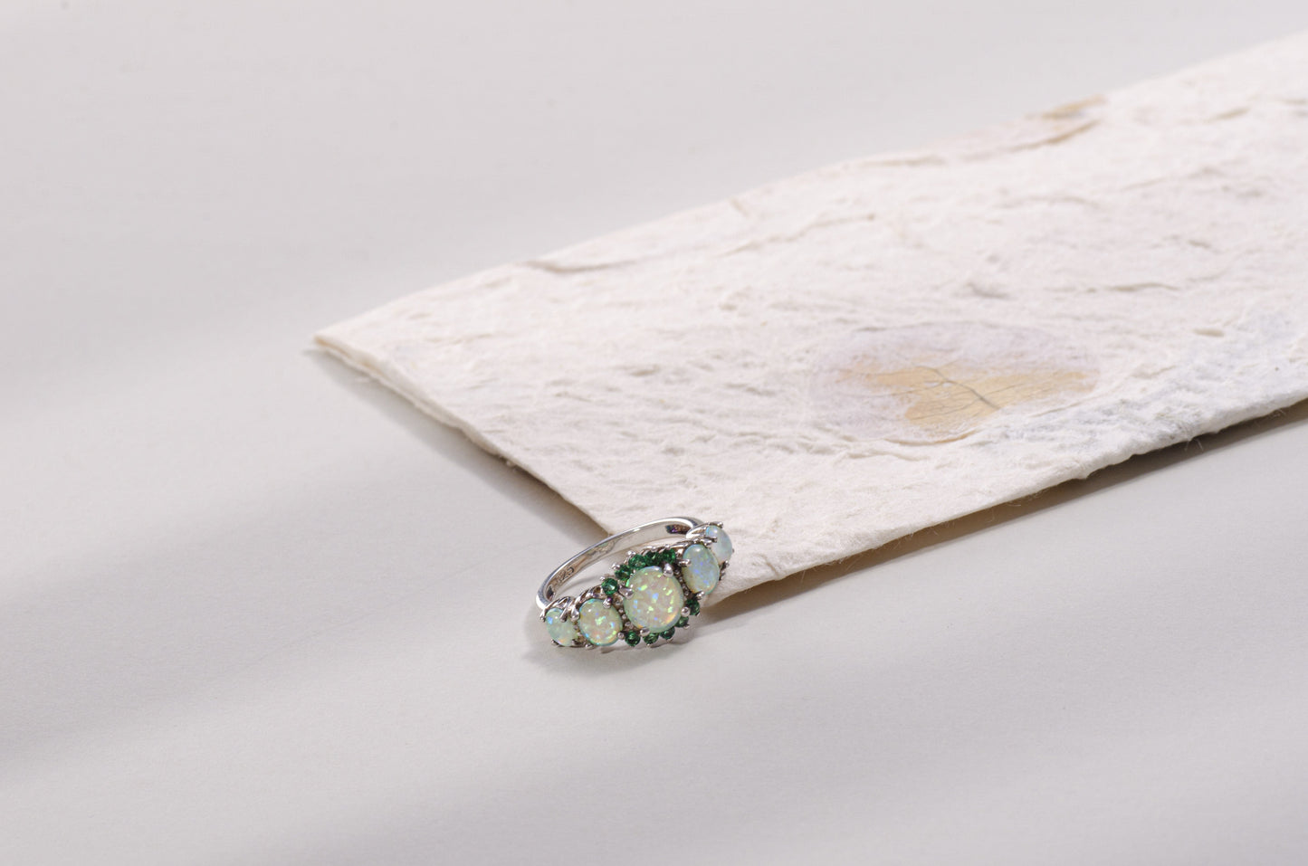 Green Opal Garnet Silver Ring