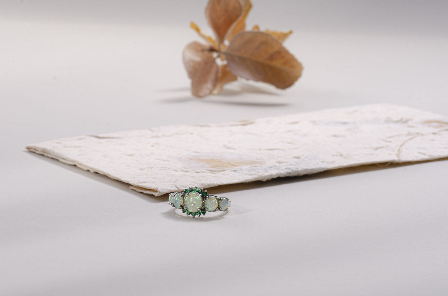 Green Opal Garnet Silver Ring