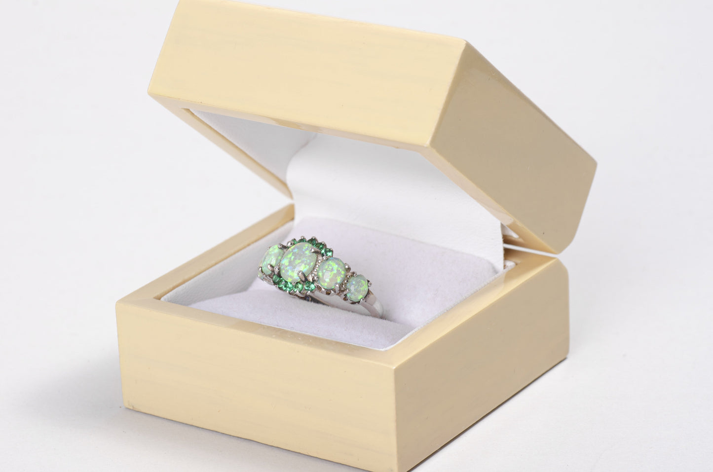 Green Opal Garnet Silver Ring