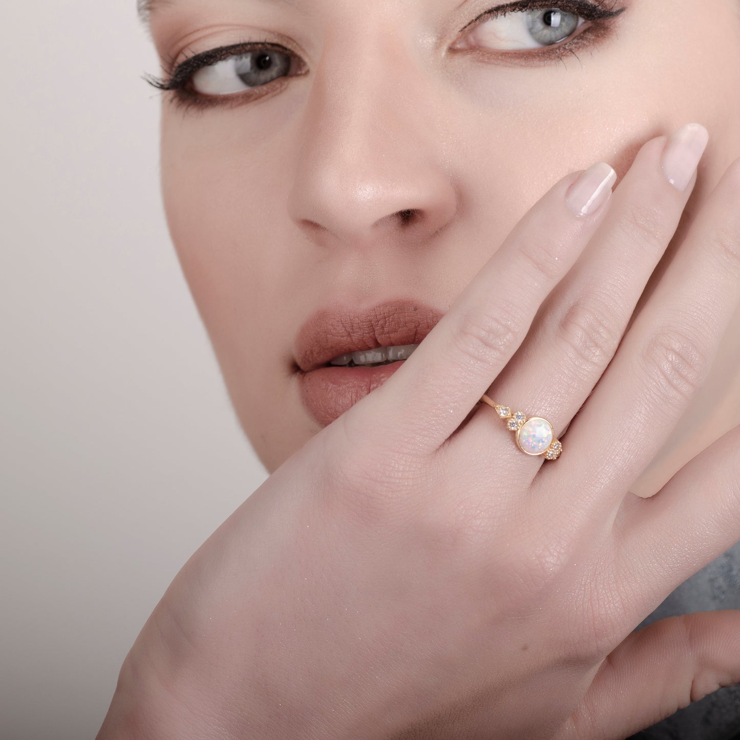 Eleanor White Opal 24K Gold Ring