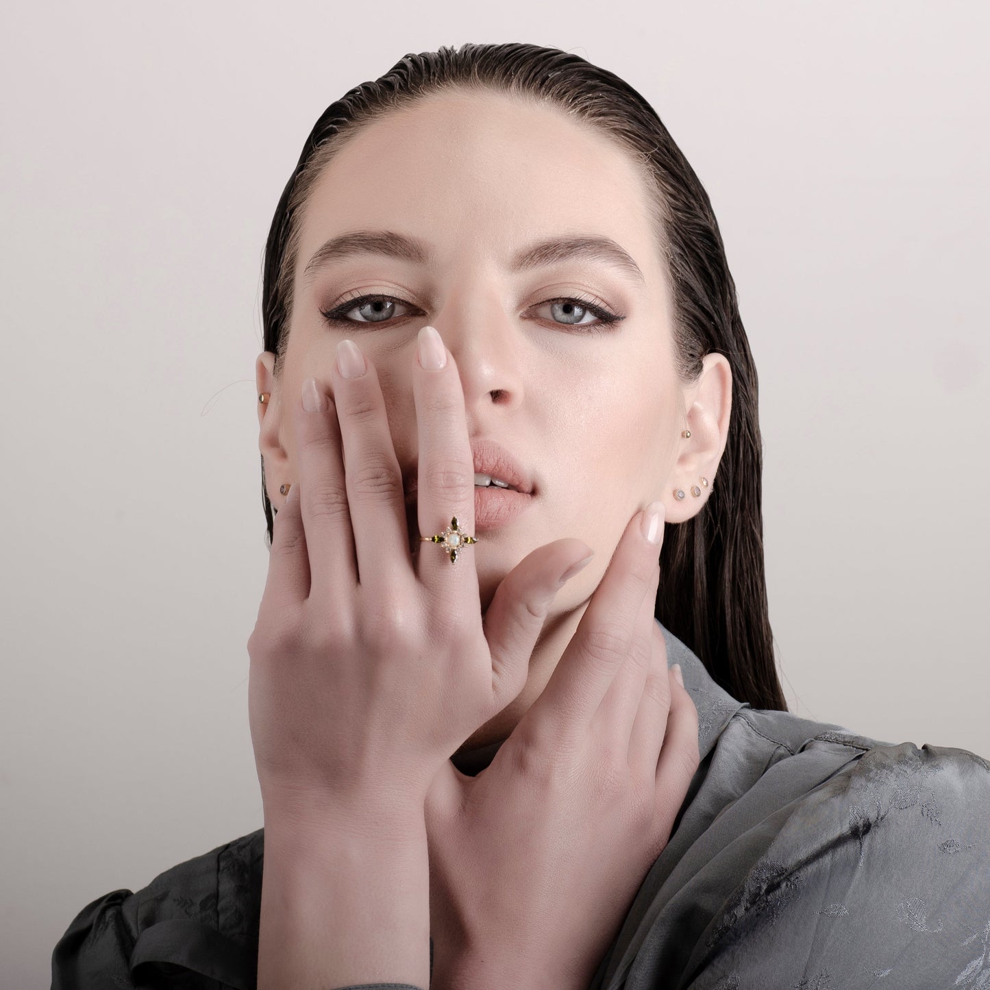 Flora Green Quartz 24K Gold Ring