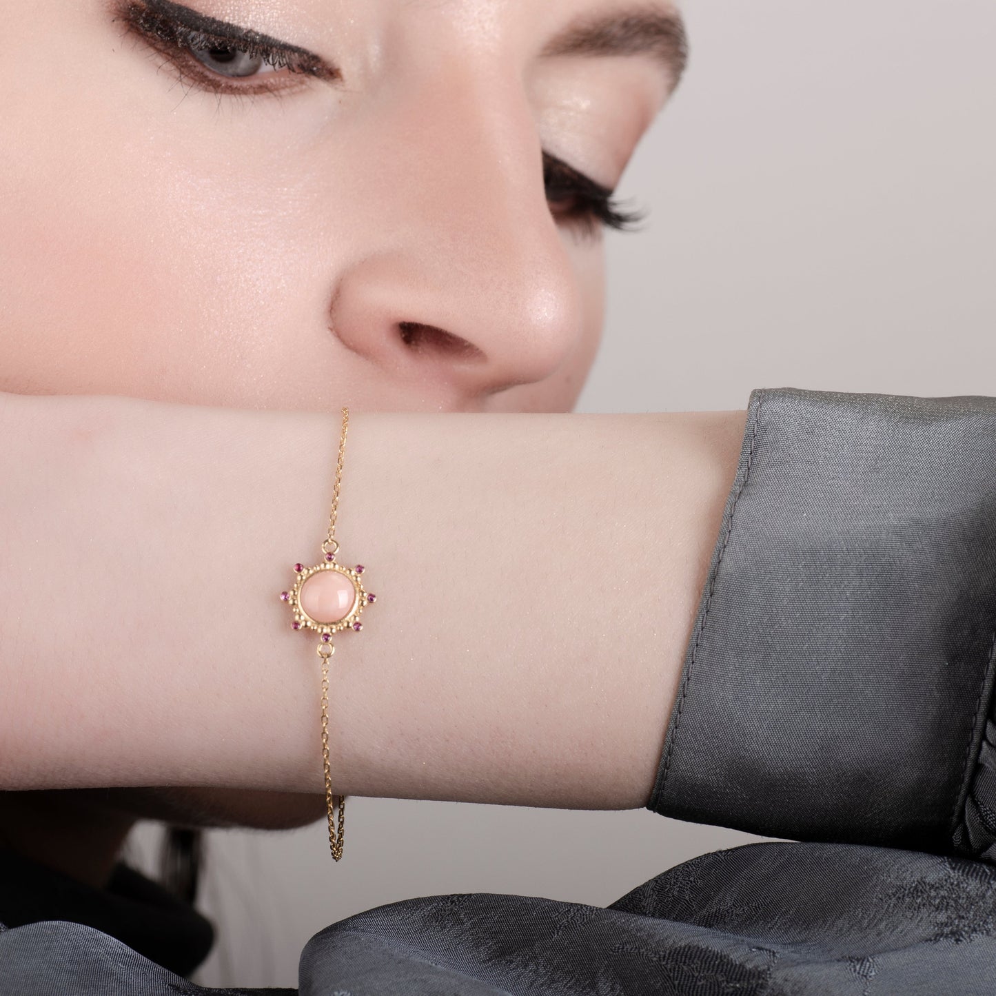 Starlight Pink Opal 24K Gold Bracelet