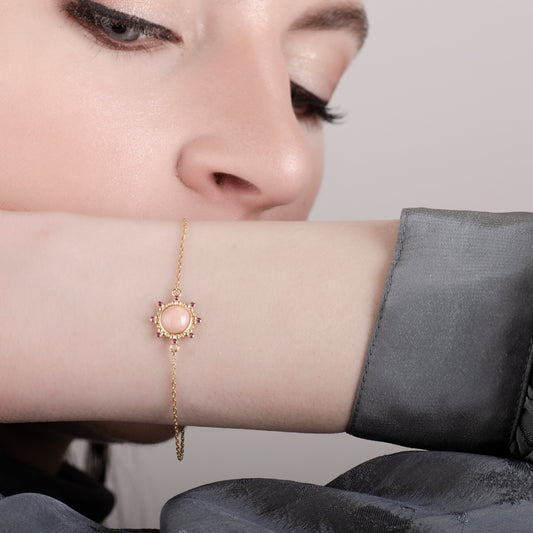 Starlight Pink Opal 24K Gold Bracelet