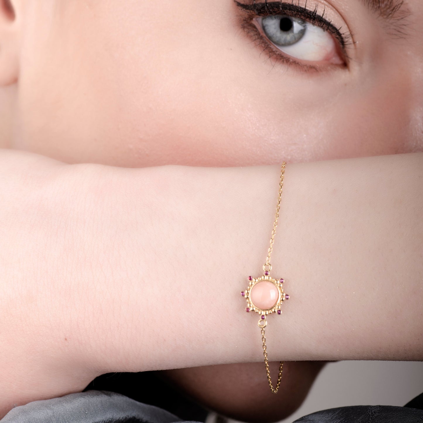 Starlight Pink Opal 24K Gold Bracelet