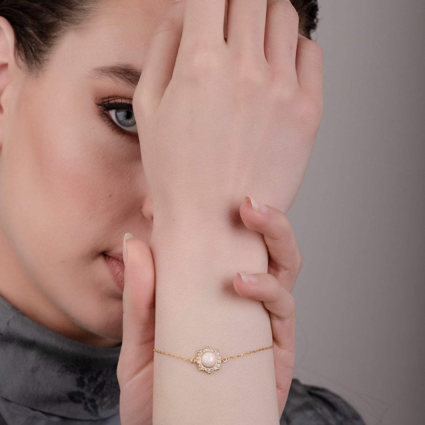 Sun Pink Opal 24K Gold Bracelet