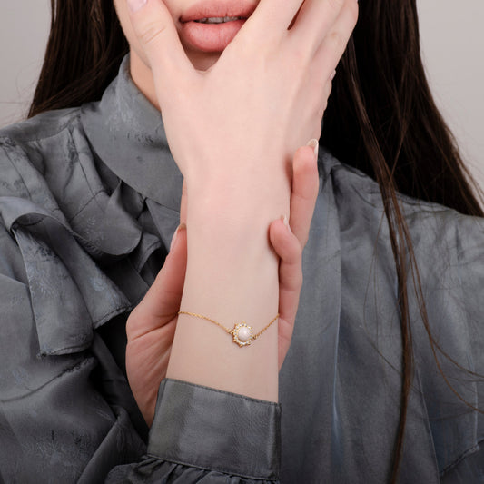 Sun Pink Opal 24K Gold Bracelet