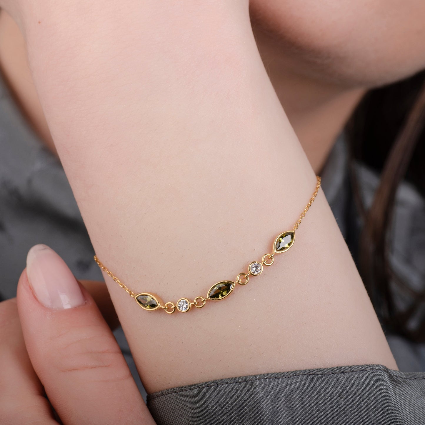 Vivian Grünquarz 24K Gold Armband