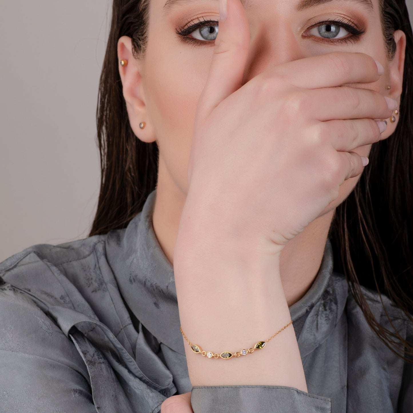 Vivian Grünquarz 24K Gold Armband