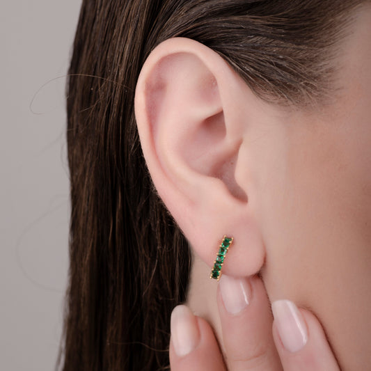 Helen Emerald 24K Gold Earrings