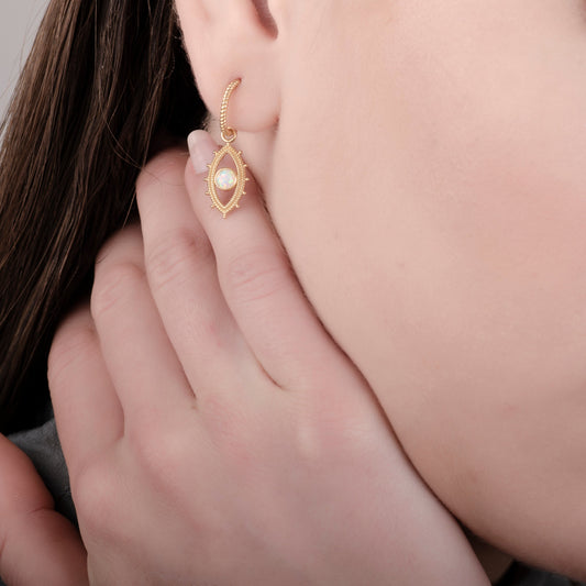 Evil Eye Opal 24K Gold Earrings