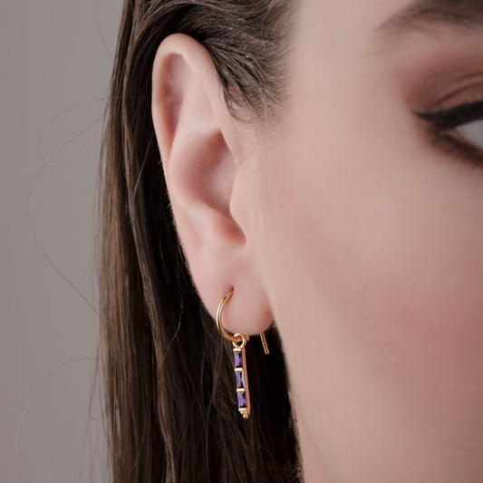 Theodora Amethyst 24K Gold Earrings