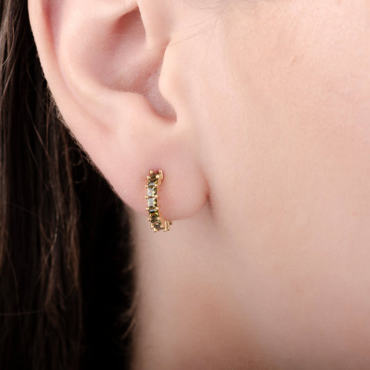 Helen Green Quartz 24K Gold Earrings