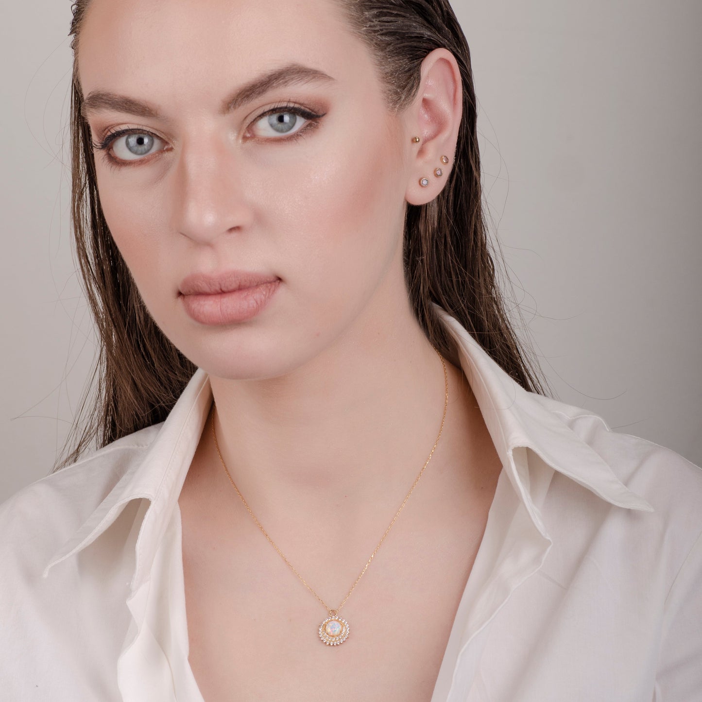 Sun White Opal 24K Gold Necklace