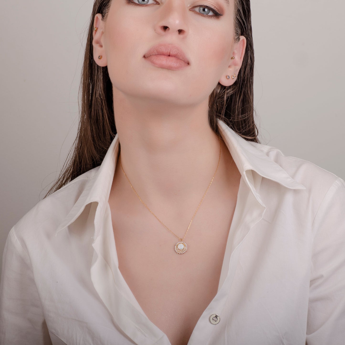 Sun White Opal 24K Gold Necklace
