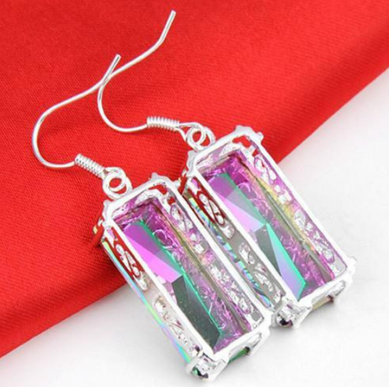 Regenbogen-Amethyst-Sterlingsilber-Ohrringe