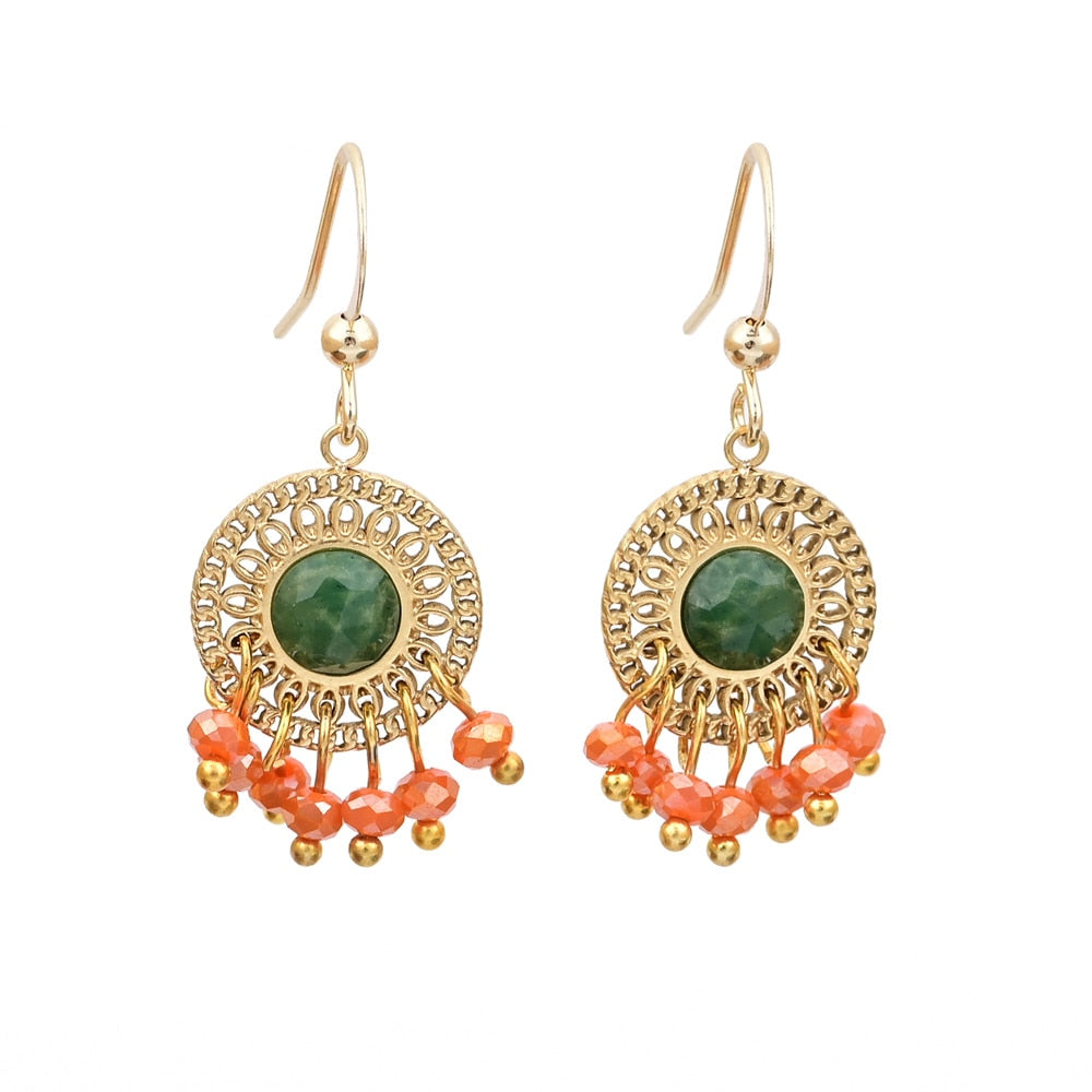 Elegant Bohemian Jade Earrings