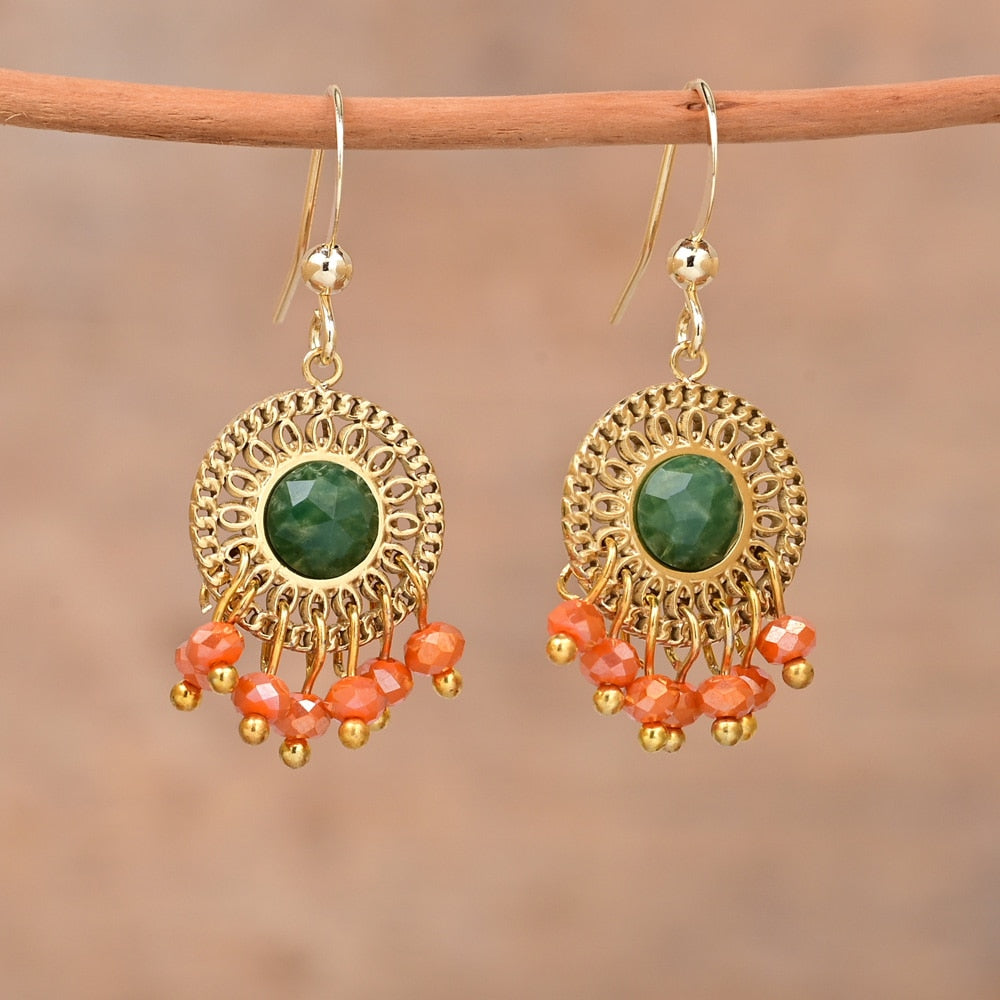 Elegant Bohemian Jade Earrings