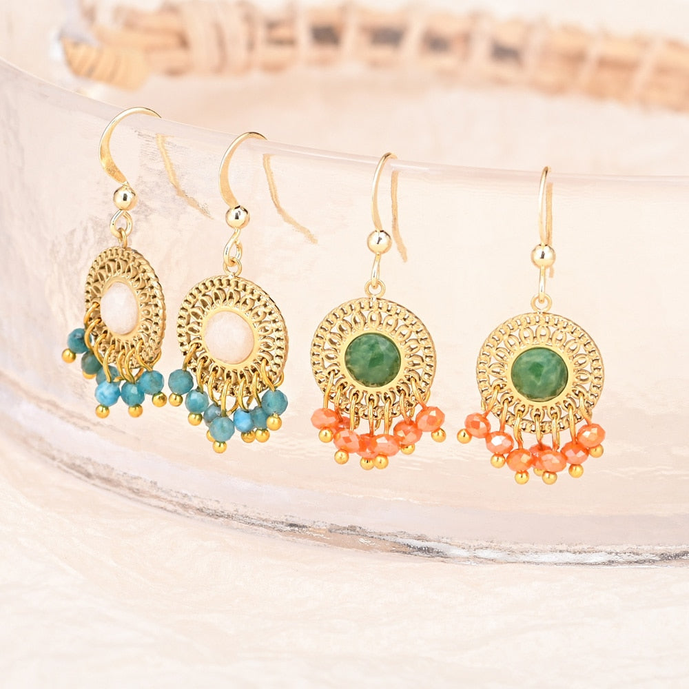 Elegant Bohemian Jade Earrings