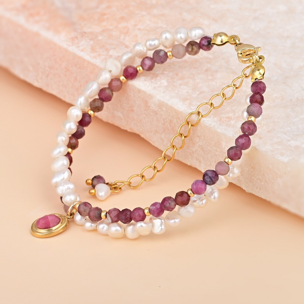 Elegantes Rhodochrosit Perlenarmband 