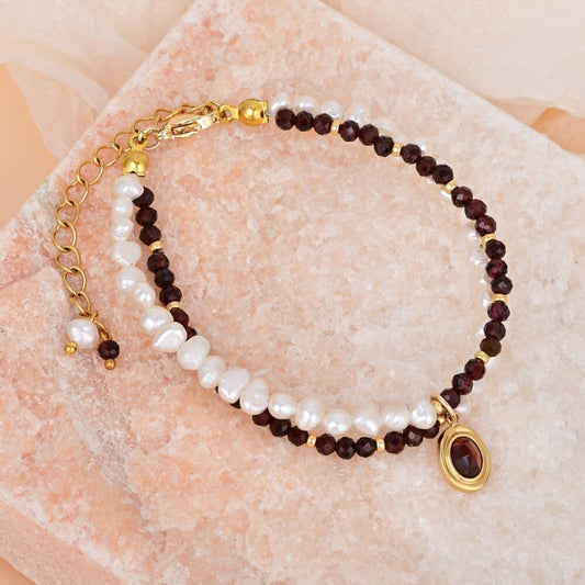 Elegant Red Tiger Eye Pearl Bracelet