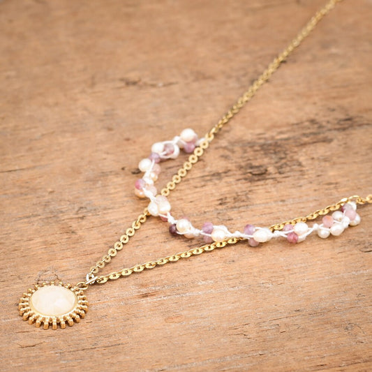 Boho Elegant White Jade Necklace
