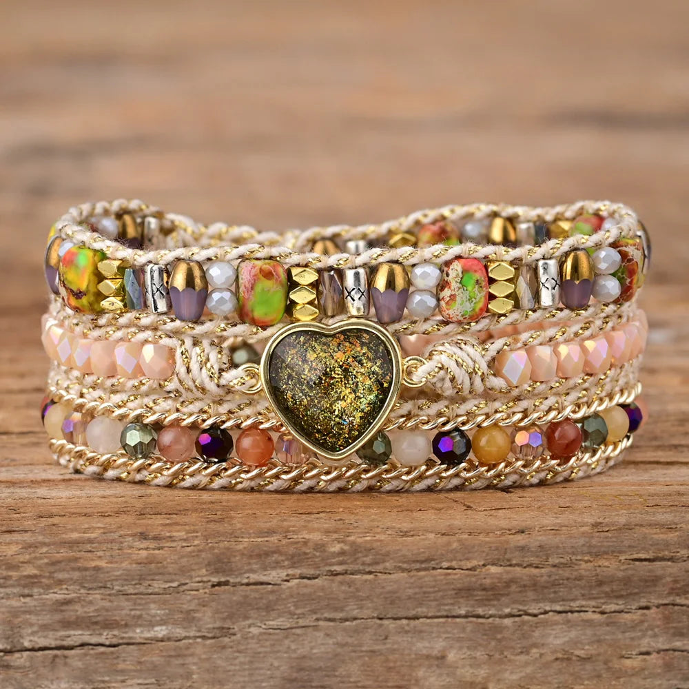 Elegant Yellow Heart Shape Opal Bracelet