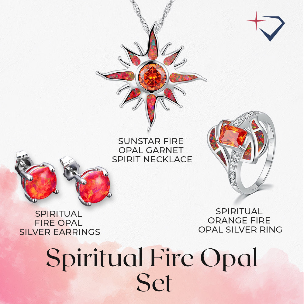 Spiritual Fire Opal Sterling Silver Set