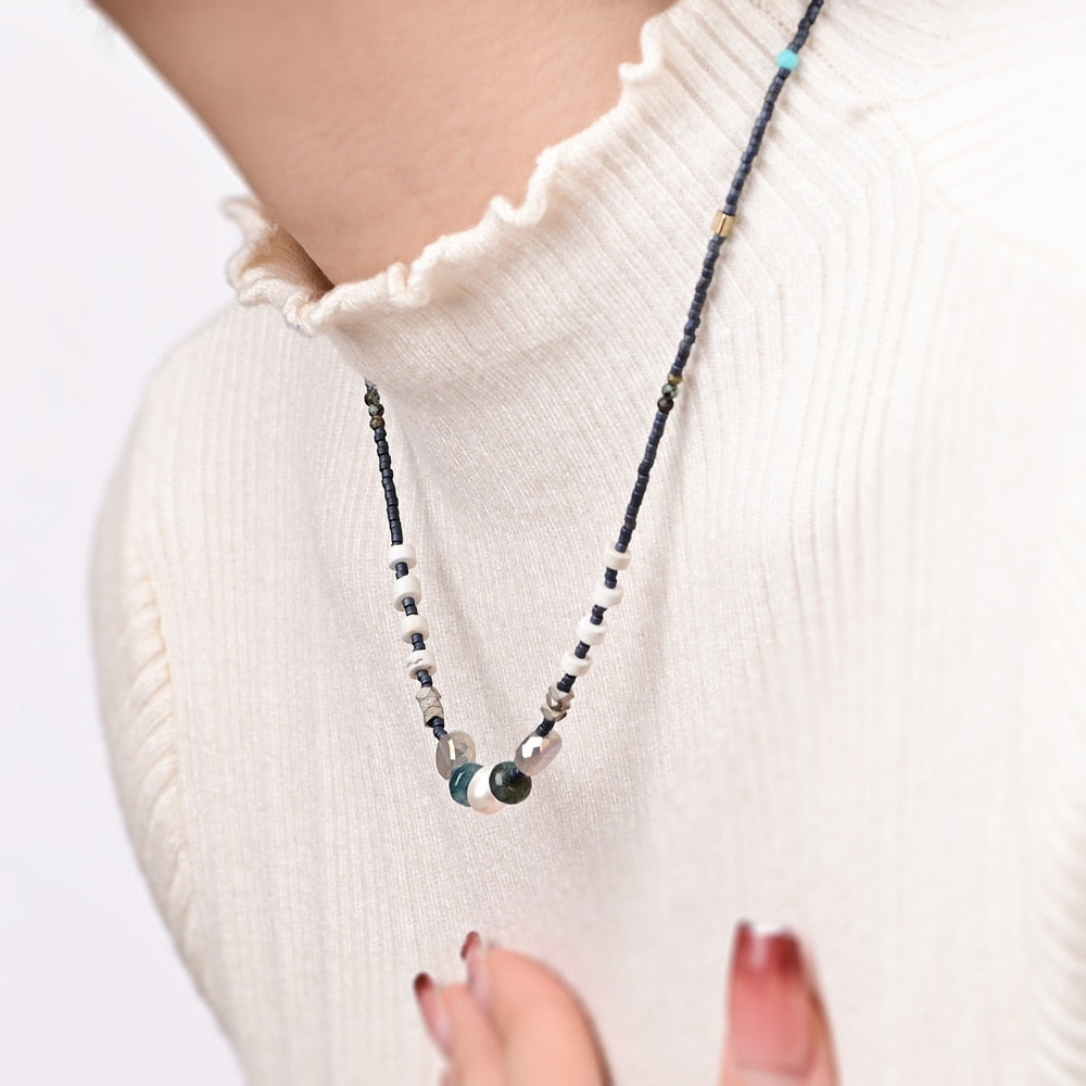 Elegante Boho Perlenkette