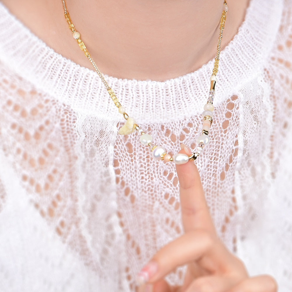 Elegante Boho Perlenkette
