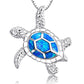 Lucky Turtle Opal Silver Necklace
