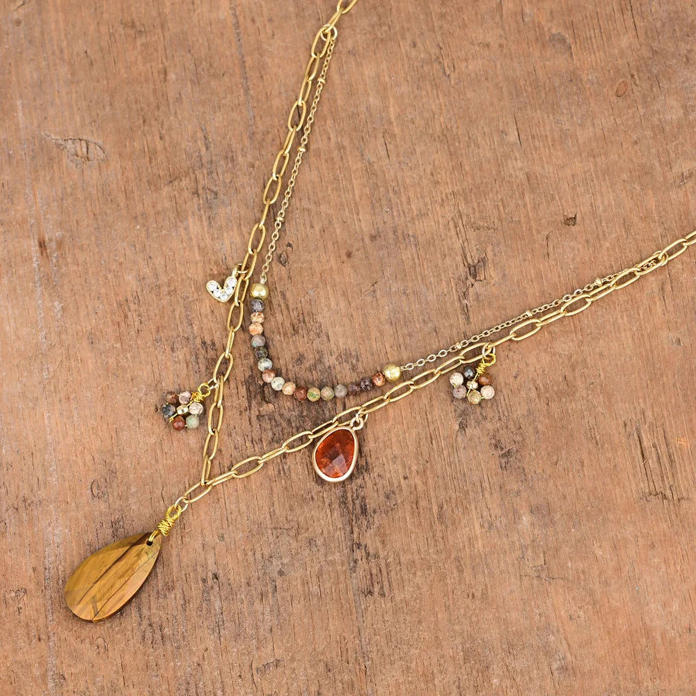 Boho Elegant Tiger-Eye Chain Necklace