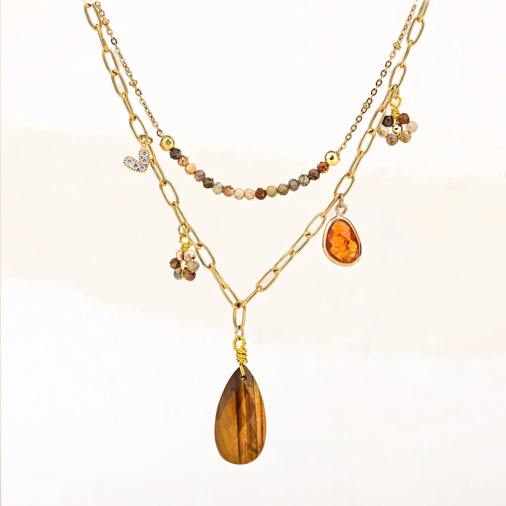 Boho Elegant Tiger-Eye Chain Necklace