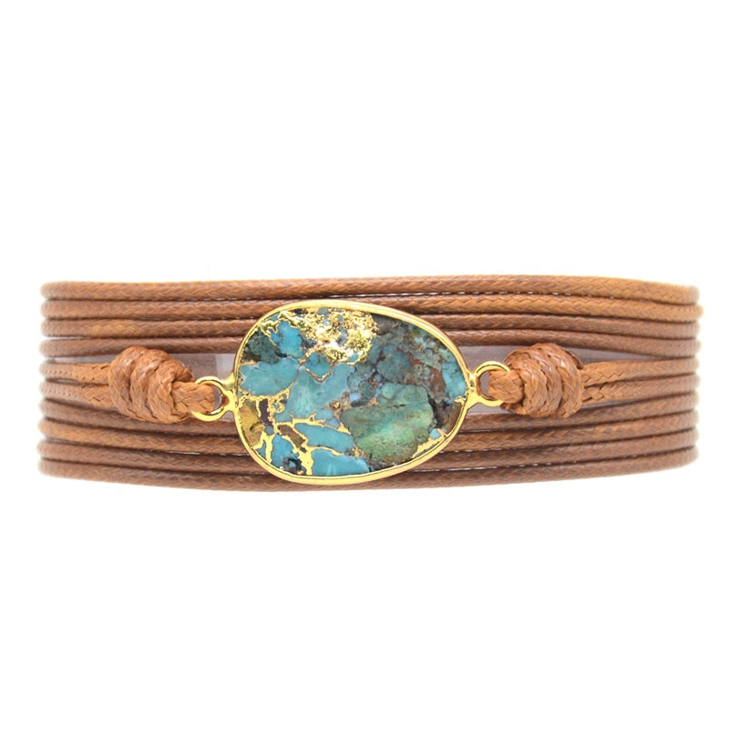 Golden Turquoise Boho Wrap Bracelet