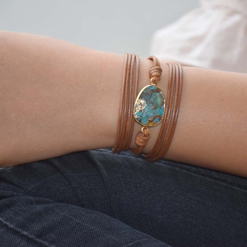 Golden Turquoise Boho Wrap Bracelet