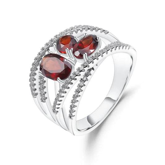Chic 1.87 Carat Garnet 925 Sterling Silver Ring