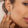Geometric Emerald Gold Earrings