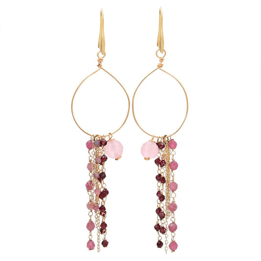Chic Chain Tassel Rose Quartz Earrings