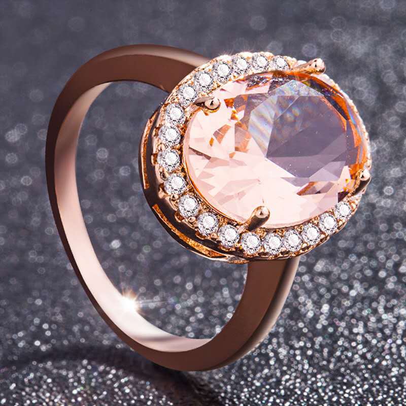 Innocent Morganite Rose Gold Silver Ring