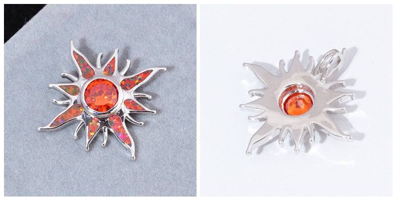 Sunstar Fire Opal Garnet Silver Necklace