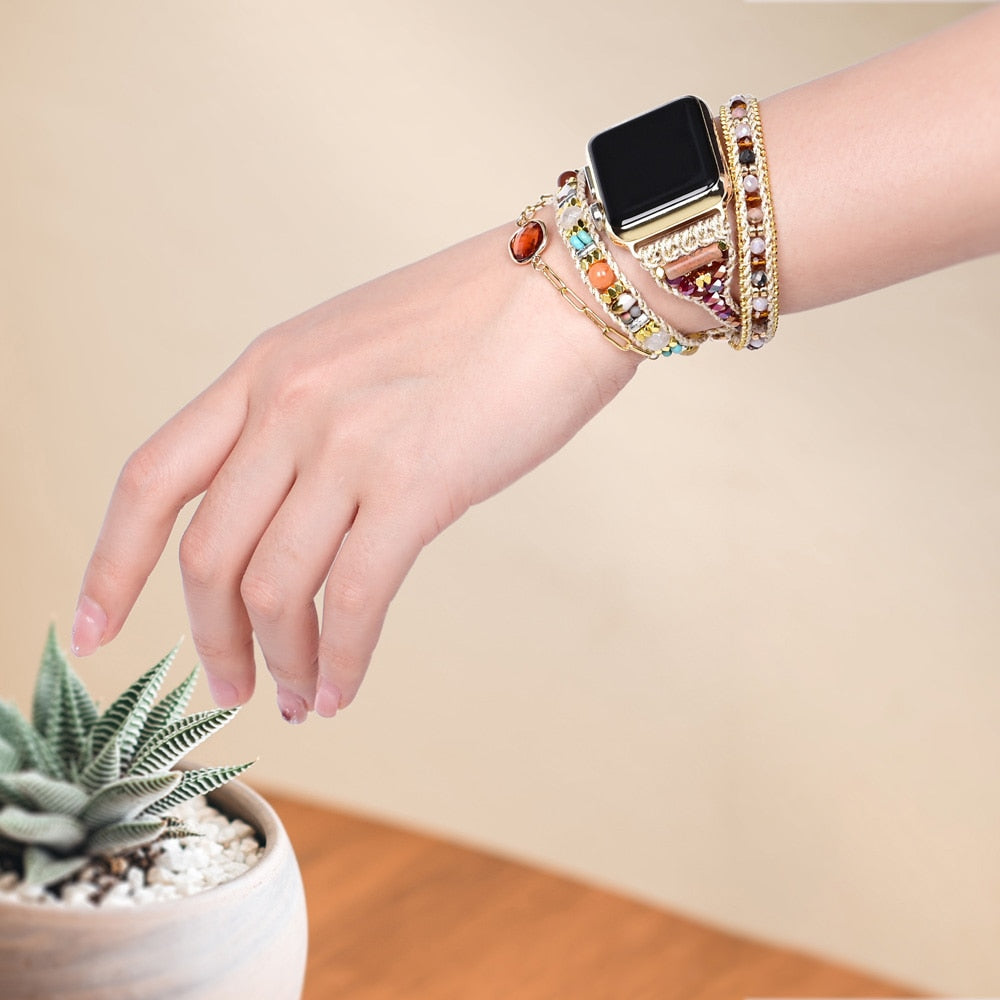 Boho Charming Natural Stone Apple Watch Strap