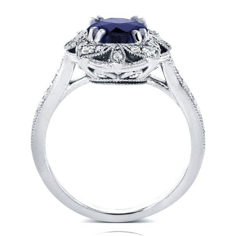 Flower Sapphire 925 Silver Ring