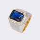 Vintage Rechteckiger Saphir 925 Silberring