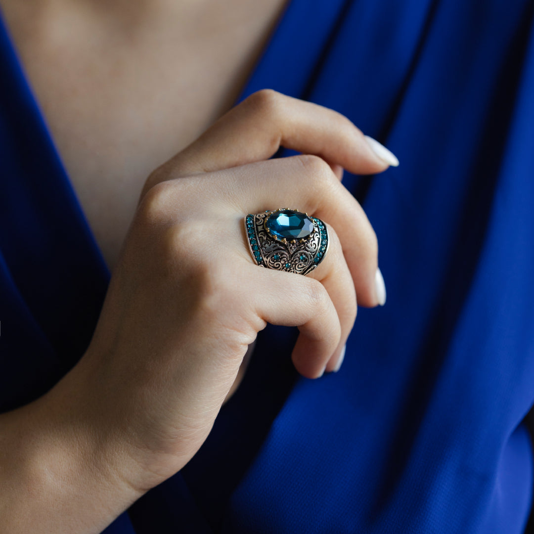 Vintage Aquamarine Silver Ring