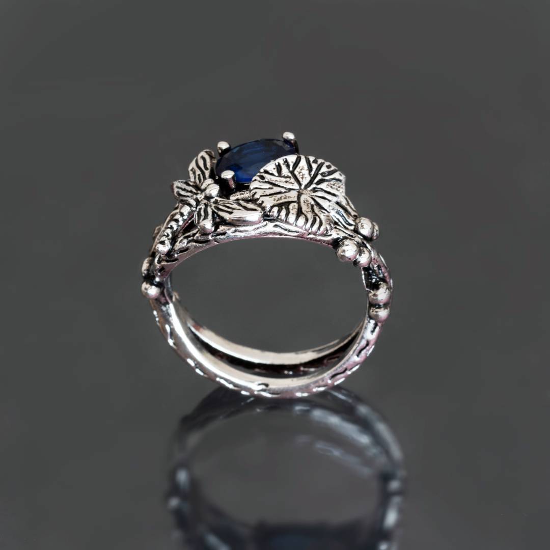 Dragonfly Gemstone Lotus Ring