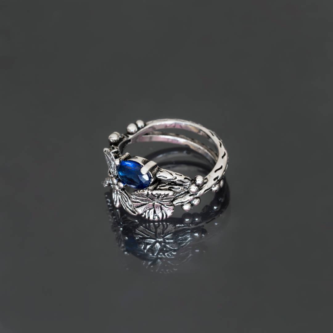 Dragonfly Gemstone Lotus Ring