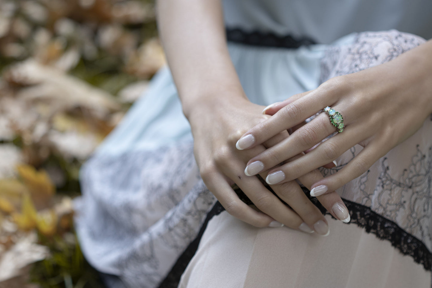 Green Opal Garnet Silver Ring