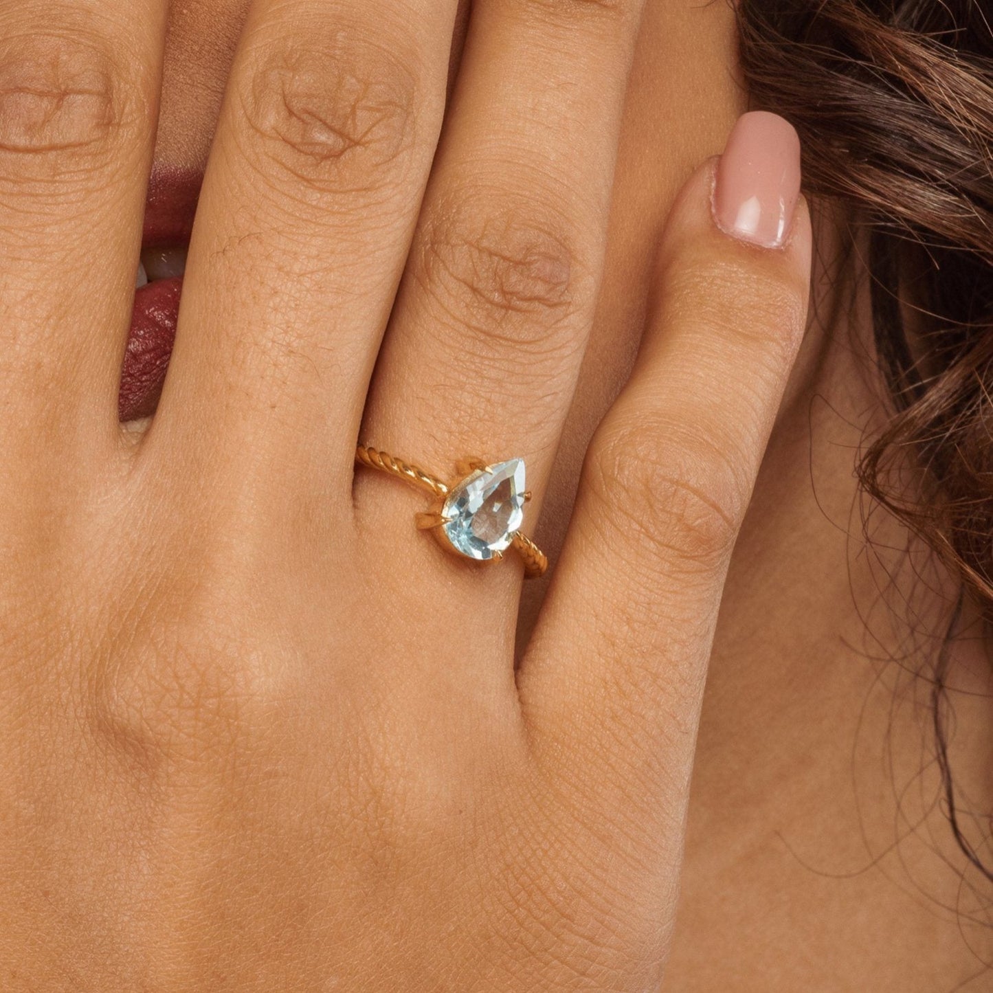 Intrecciata Blu Ghiaccio Topas Goldring