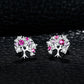 Tree Of Life Ruby Silver Earrings
